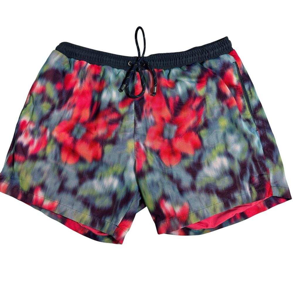 Hugo Boss Red Gray Floral Swim Trunks Mens Size Large Seaqual